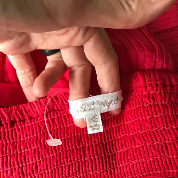 Beyond Words Jumpsuit Womens XS Red Wrap Pleated Belt Resort Flowy Coastal Rodeo - Picture 10 of 11